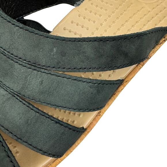 Crocs A Leigh Black Strappy Slip On Cork Comfort Wedge Sandals Women's Size 10 - Picture 9 of 10